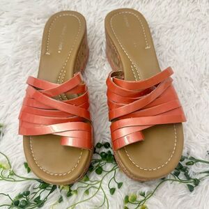 Donald J. Pliner "Sheena2" Strappy Coral Cork Platform Wedge Sandals size‎ 7.5M